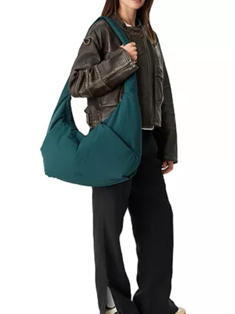 Beis The Oversized Crescent Catchall Bag In TEAL - Picture 8 of 9